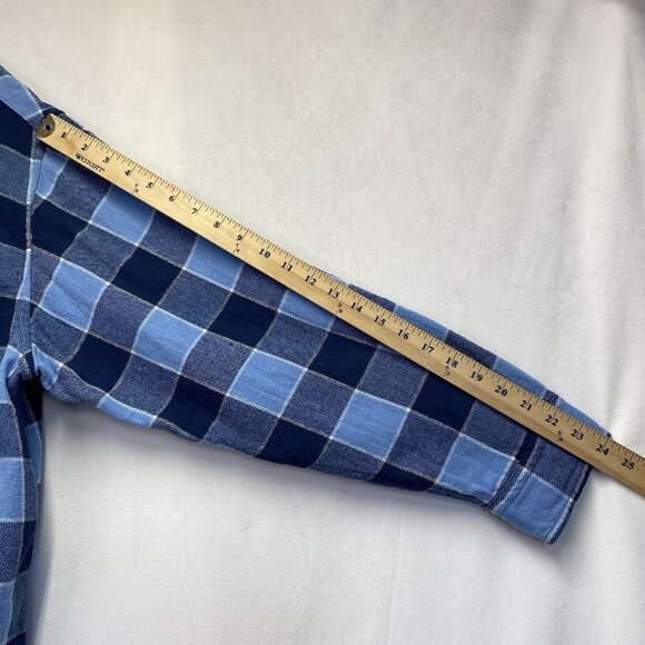 Levi's Silver Tab Oversized Plaid Flannel Metal Button-Up Shirt Men Size XL Blue - Picture 4 of 15